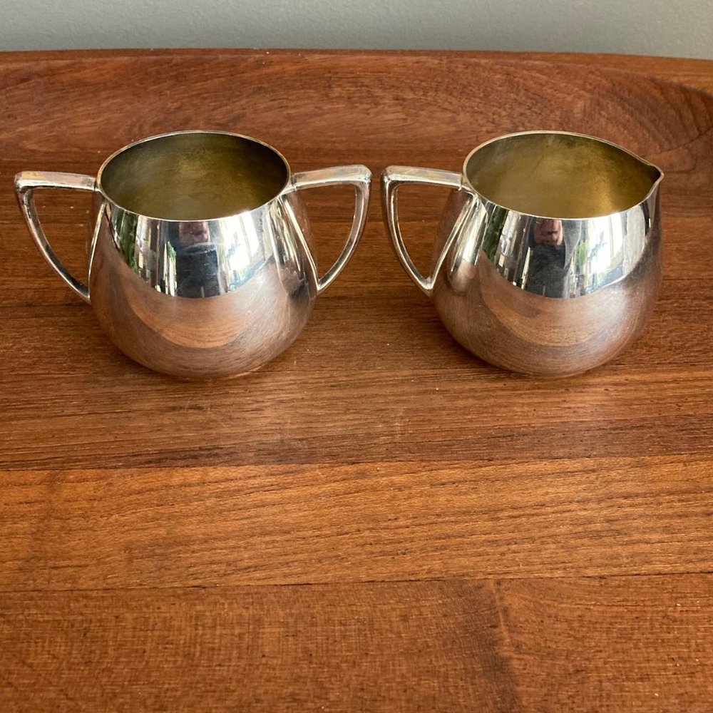 Copper cream and sugar set